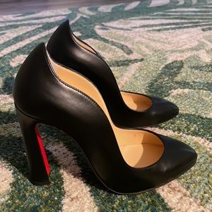Christian louboutin size 35 black leather heel agneska 100 mm